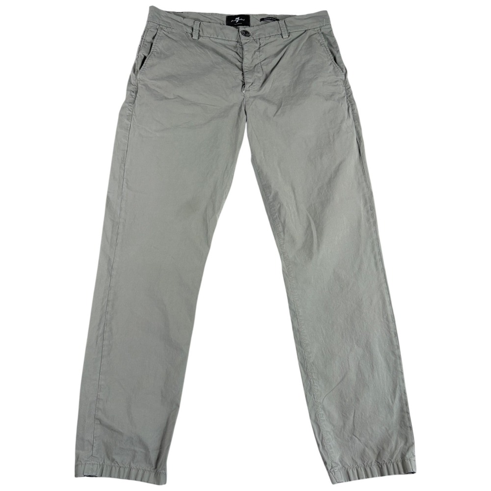 7 For All Mankind Chino Pants Mens 33 Gray Regular Slim Fit Premium Casual Wear